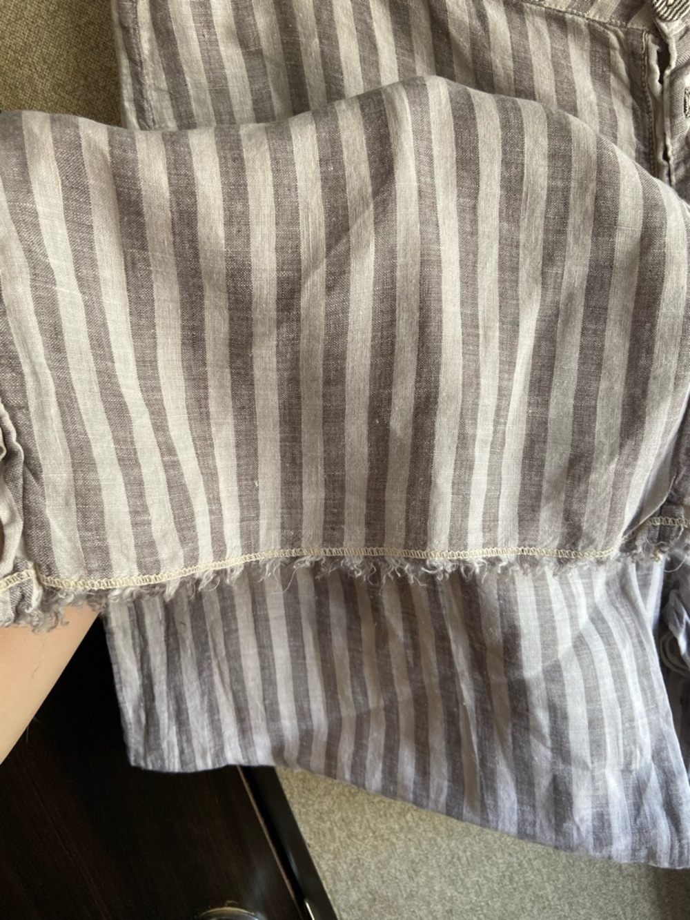 XCVI 100% linen wide leg pants grey & white stripe XL summer beach natural fiber - Picture 2 of 7